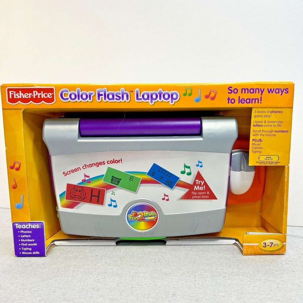Fisher Price 2008 Fun 2 Learn Color Flash Laptop Kids NEW Rare HTF NOS